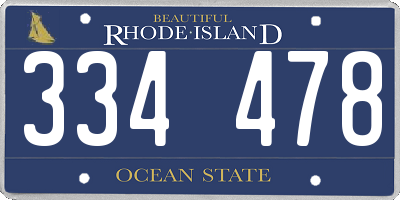 RI license plate 334478