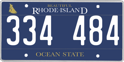 RI license plate 334484