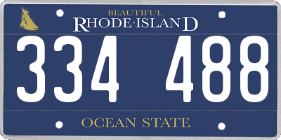 RI license plate 334488