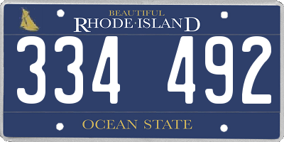 RI license plate 334492