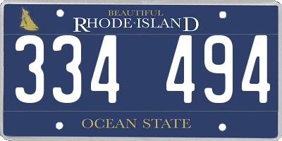 RI license plate 334494