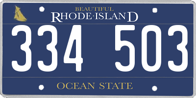 RI license plate 334503