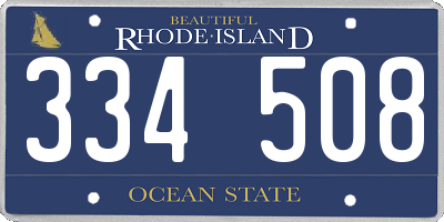 RI license plate 334508