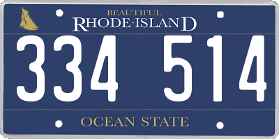 RI license plate 334514