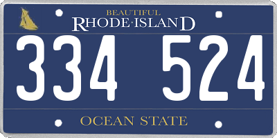 RI license plate 334524