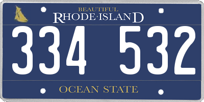 RI license plate 334532