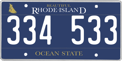 RI license plate 334533