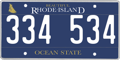 RI license plate 334534