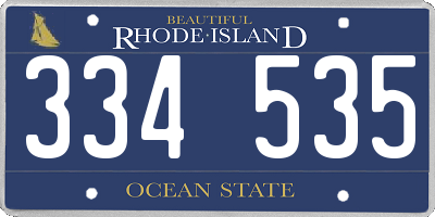 RI license plate 334535