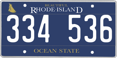 RI license plate 334536
