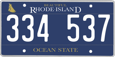 RI license plate 334537