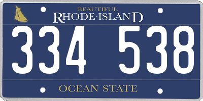 RI license plate 334538