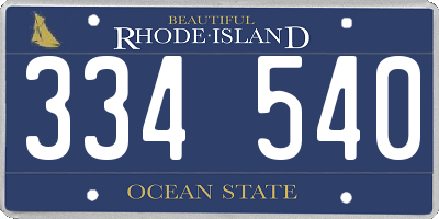 RI license plate 334540