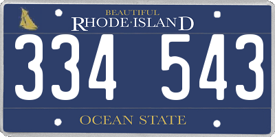 RI license plate 334543