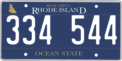 RI license plate 334544