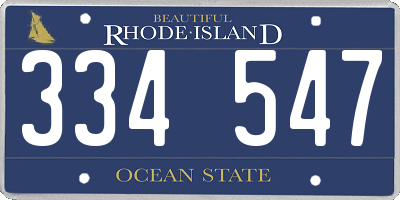 RI license plate 334547