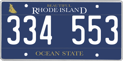 RI license plate 334553
