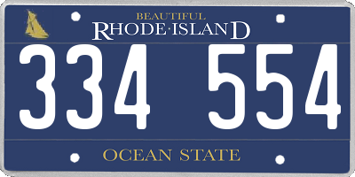 RI license plate 334554
