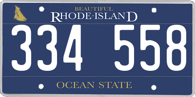 RI license plate 334558