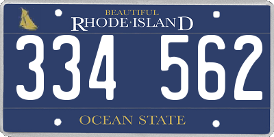 RI license plate 334562