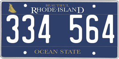 RI license plate 334564