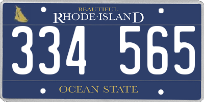 RI license plate 334565