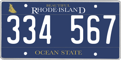 RI license plate 334567