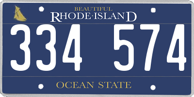 RI license plate 334574
