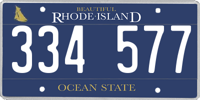 RI license plate 334577