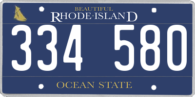 RI license plate 334580