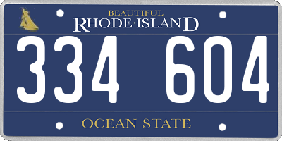 RI license plate 334604