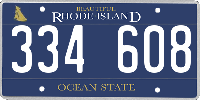 RI license plate 334608