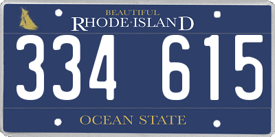 RI license plate 334615