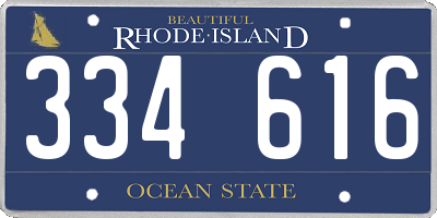 RI license plate 334616