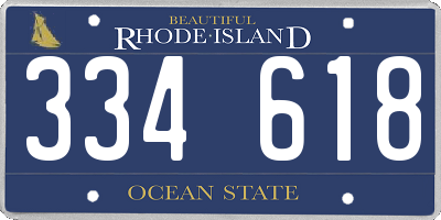 RI license plate 334618
