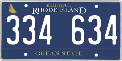 RI license plate 334634