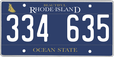 RI license plate 334635