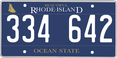 RI license plate 334642