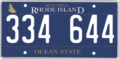 RI license plate 334644