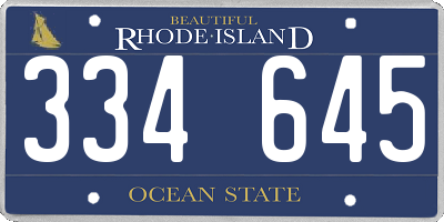 RI license plate 334645