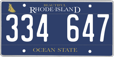 RI license plate 334647