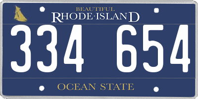RI license plate 334654