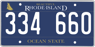RI license plate 334660