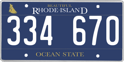 RI license plate 334670