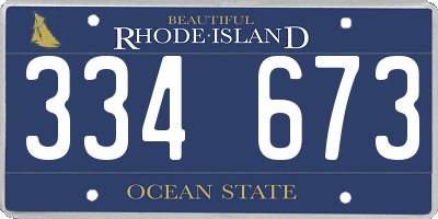 RI license plate 334673