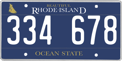 RI license plate 334678