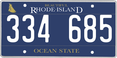 RI license plate 334685