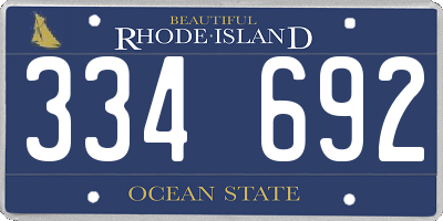 RI license plate 334692