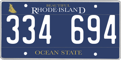 RI license plate 334694