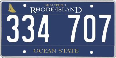 RI license plate 334707